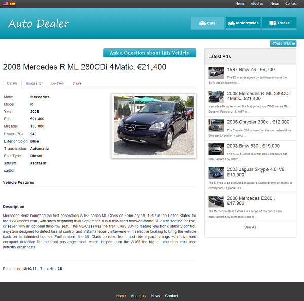 Car details php auto dealer
