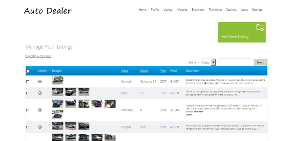 php auto dealer Manage the current vehicle listings