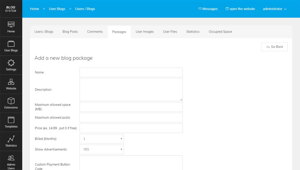 php blog script Adding new subscription or pricing plan