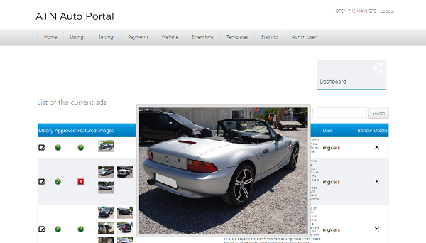 User Listings Moderation php car classifieds script