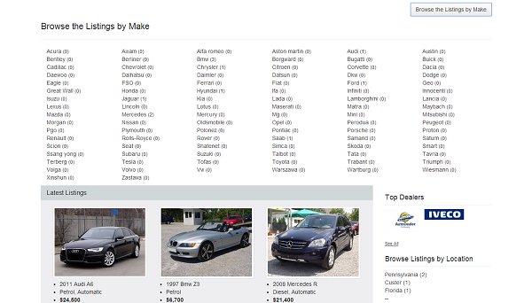 Browse by Make php car classifieds script
