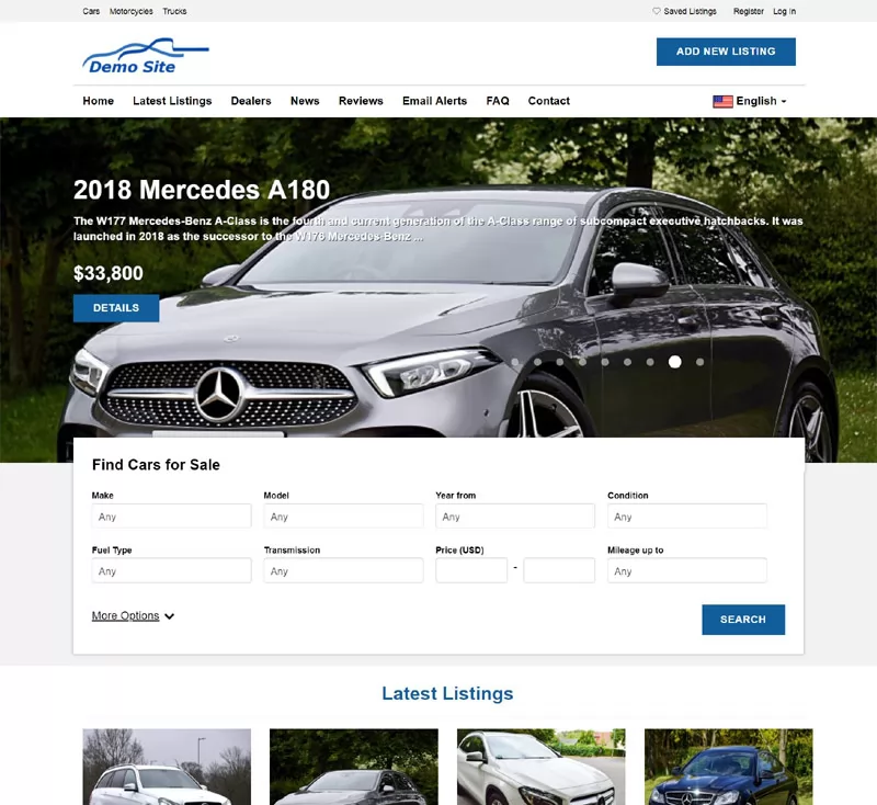 Default Template Home Page php car classifieds script