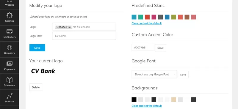 Customize the default theme,  choose an accent color,  set a custom background