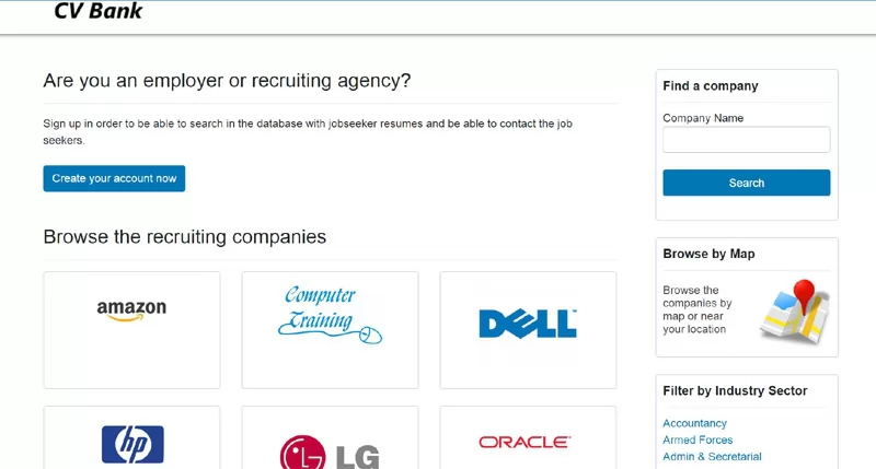 Directory of the recruiting companies on the website cv jobseekers script php