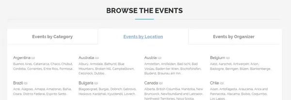 events script php Browse the events