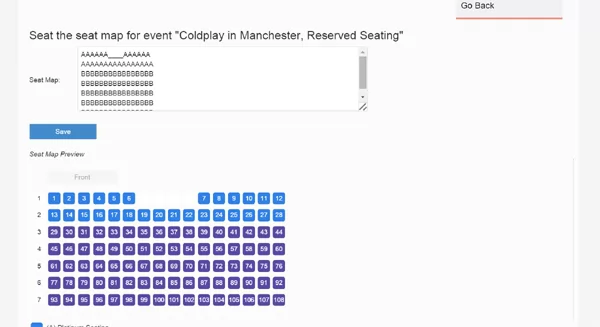 events script php Editing the seat map for an event