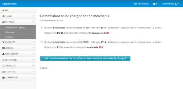Charging commissions php mall script