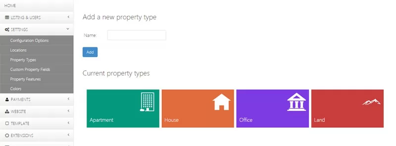 php real estate script Improved property types management functionality