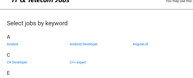 Jobs by keyword