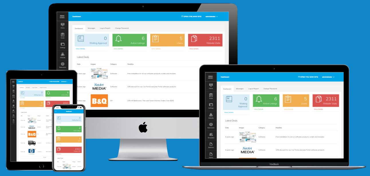 características del script php del sitio de cupones receptivo