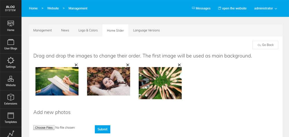  Nouvelle fonctionnalité de personnalisation du slider de la page d’accueil