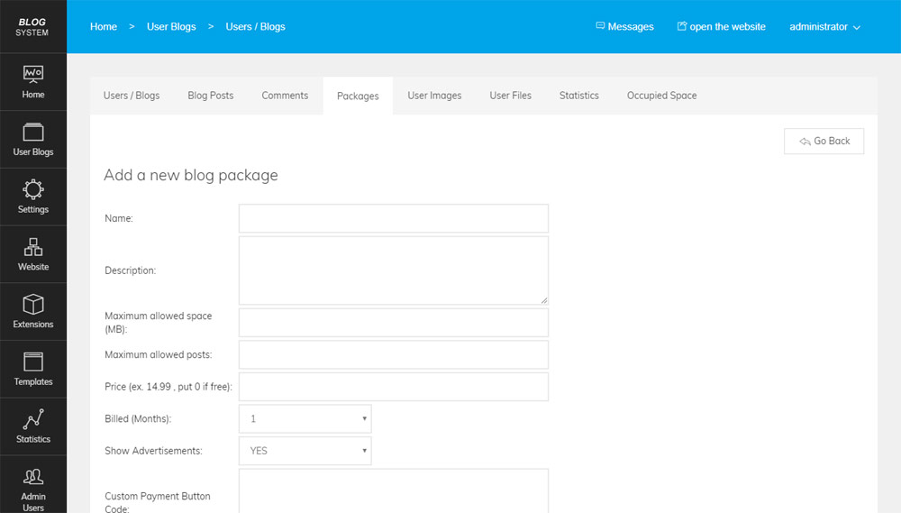 script de blog php ajout d’un nouvel abonnement ou plan tarifaire