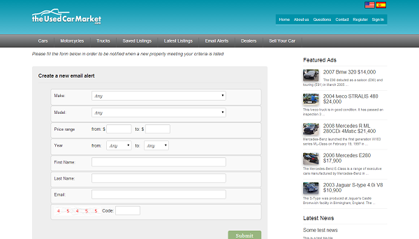 script d'annonces auto php alertes e-mail