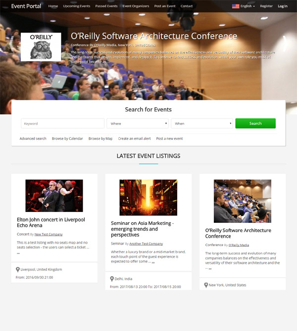 script événements php page d'accueil du site