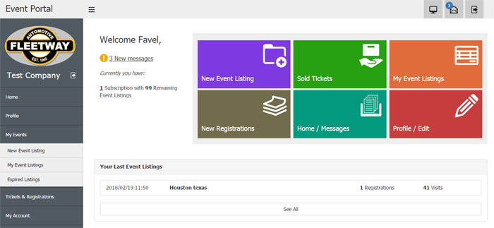 Painéis administrativos aprimorados para organizadores e usuários