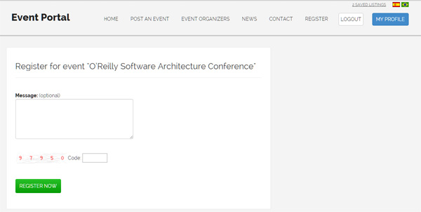 script de eventos php inscrevendo-se em um evento