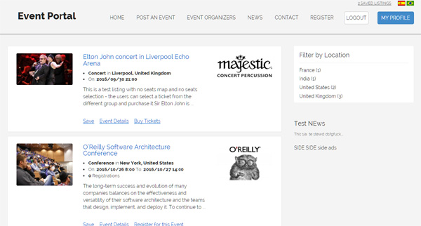 script de eventos php resultados de busca