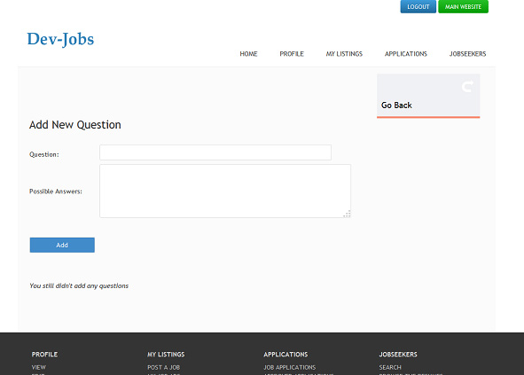 Questionnaires de candidature