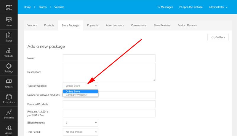  Novo recurso para criar pacotes de loja ou de site institucional