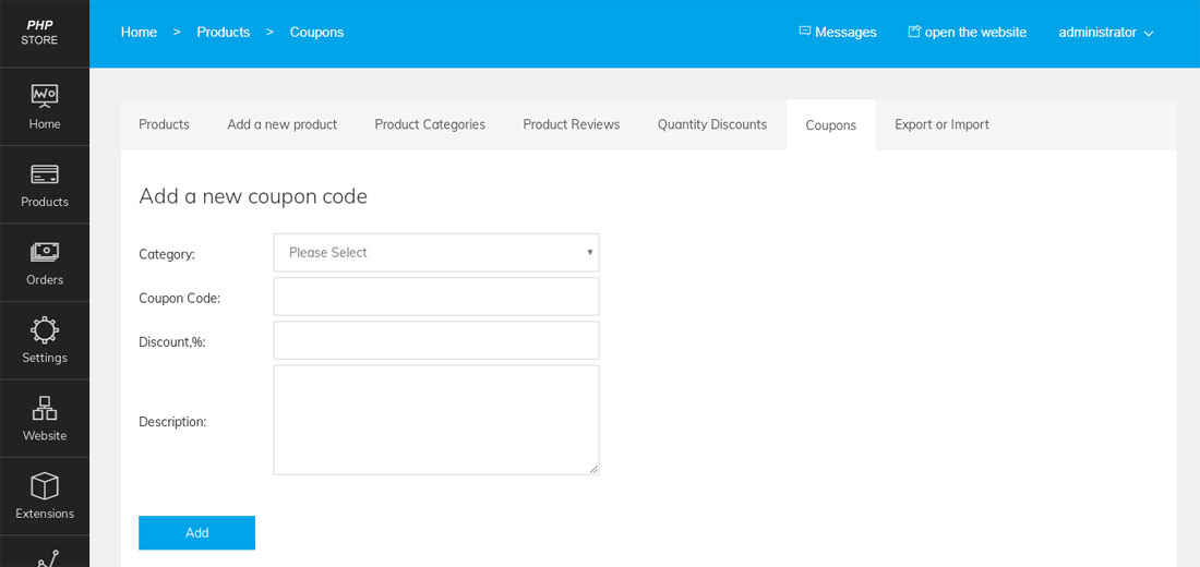script de loja virtual php gestão de cupons