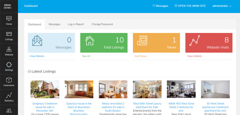  Painel de administração totalmente novo