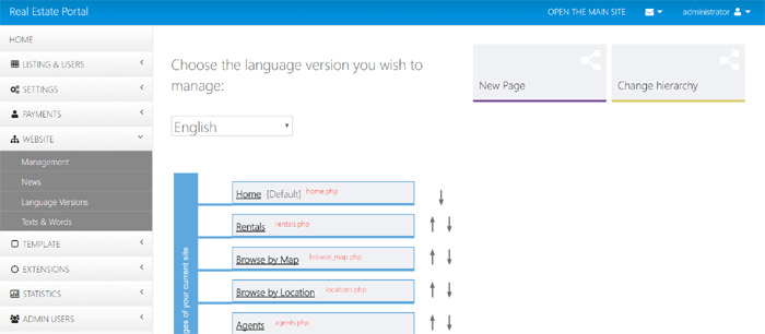 script immobilier php gestion de la structure du site public