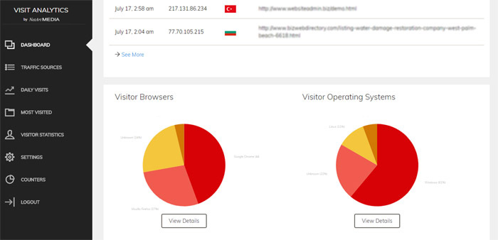 php web visits counter script Visitor browsers and operating system