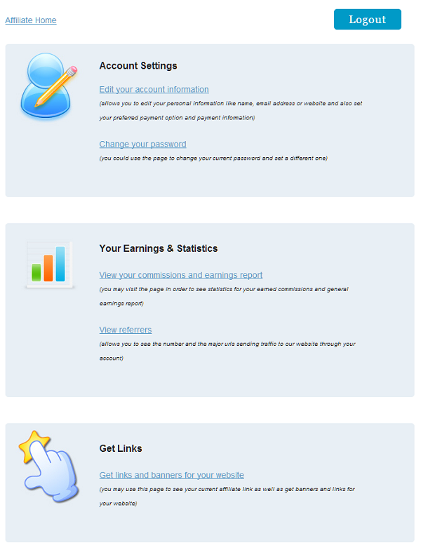 php affiliates Dashboard