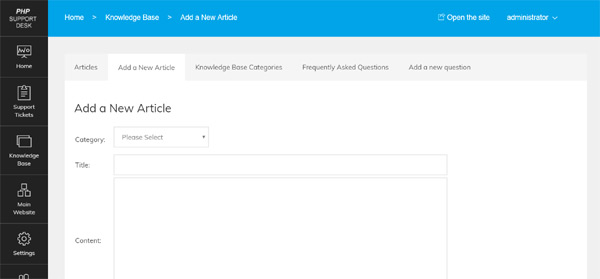 Create and manage the knowledge base help articles php help desk