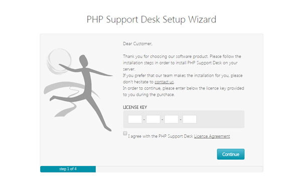 It's easy to install (coming with an integrated web installer) and you can have it up and running on your server or hosting package within minutes php help desk