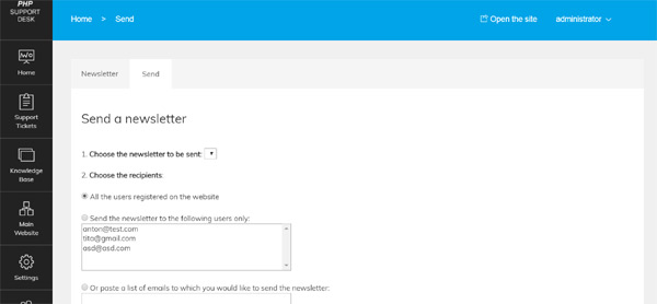 Send a newsletter to the registered website users php help desk
