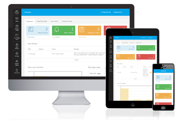 It's mobile-friendly - the responsive interface adapts to the different devices like smartphones or tablets and their screen sizes to offer better user experience on all php help desk