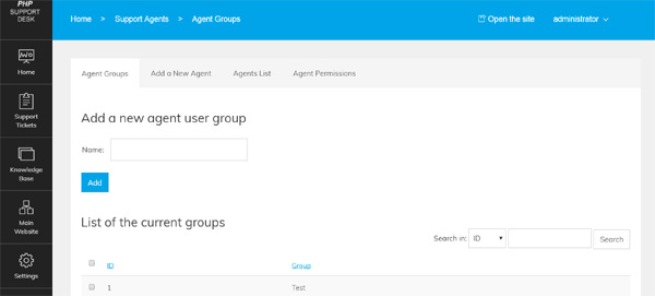 Create different support agent groups php help desk