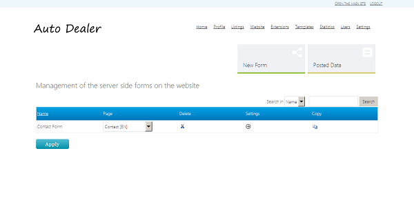 php auto dealer manage the custom server side forms