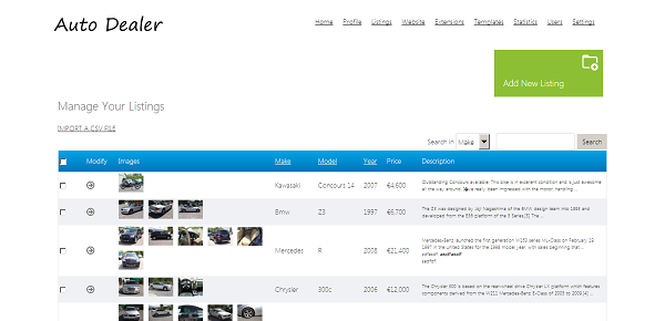 php auto dealer manage the current vehicle listings