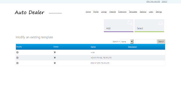 concesionario de automóviles php Modificar el sitio frontal y las plantillas del panel de administración