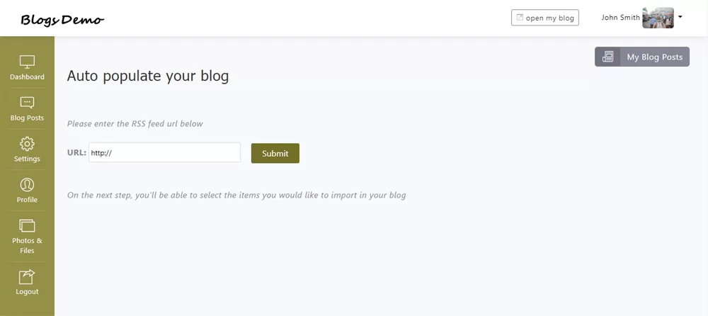 Rellenar automáticamente el blog del usuario mediante fuentes RSS externas script de blog php