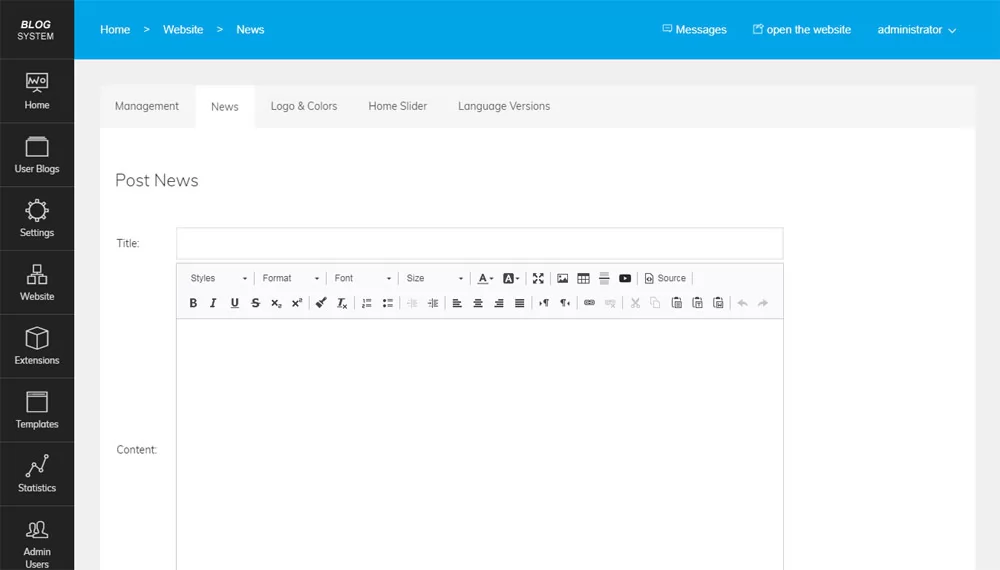 php blog script news management