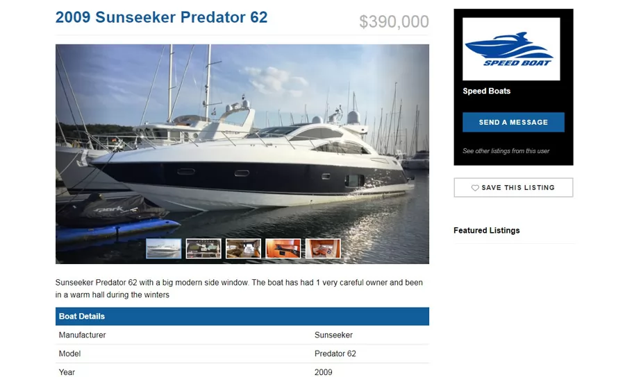 php boat classifieds script boat listing details