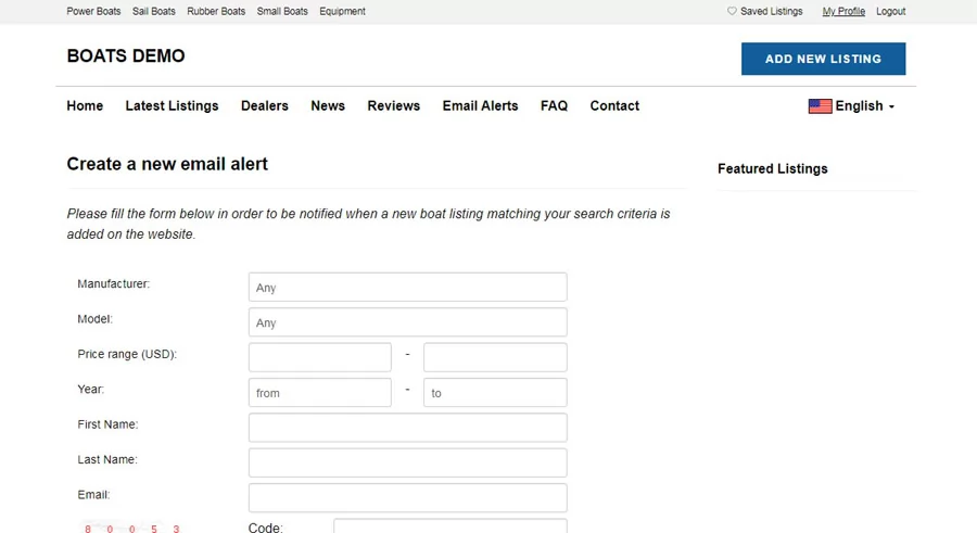 php boat classifieds script email alerts