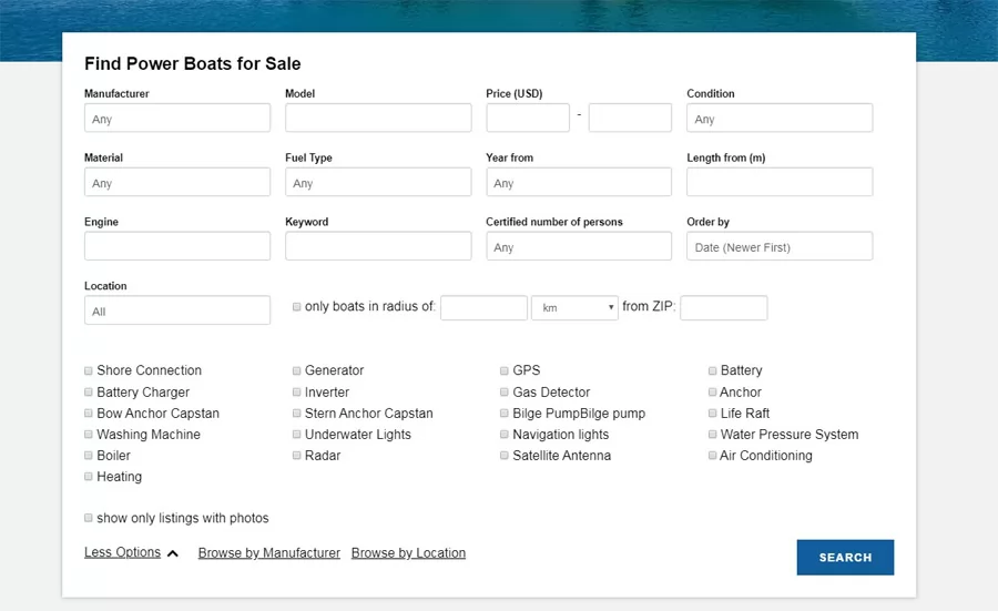 php boat classifieds script Boats Advanced Search