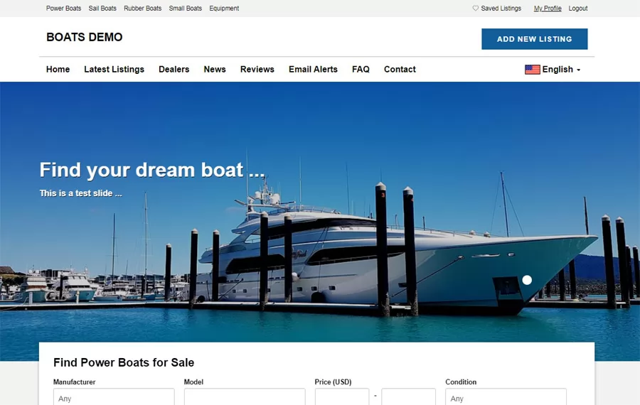 php boat classifieds script Default Template Home Page