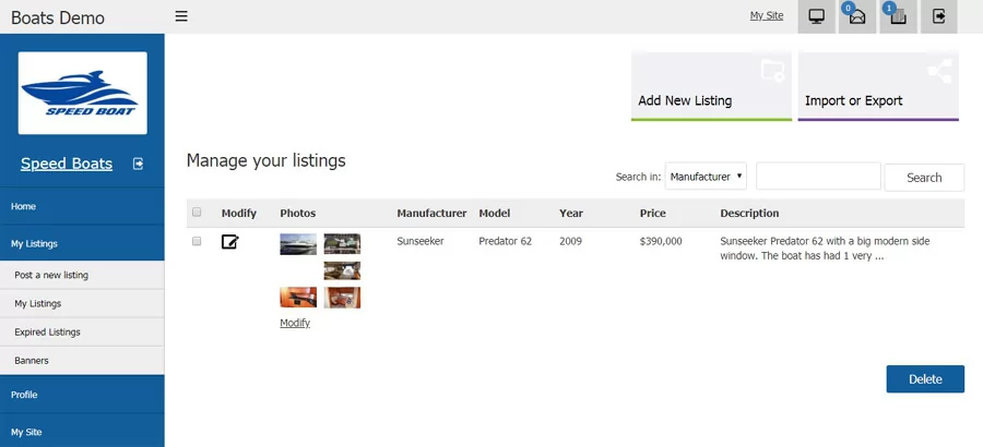 php boat classifieds script dealer listings management