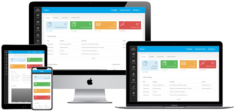 PHP Business Directory admin panel