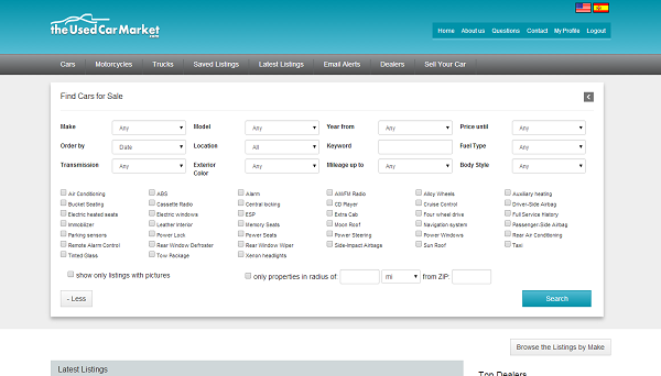 php car classifieds script advanced search form expanded