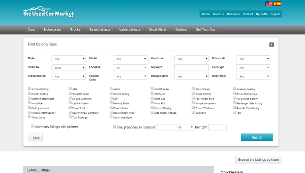 php car classifieds script Advanced Search Form Expanded