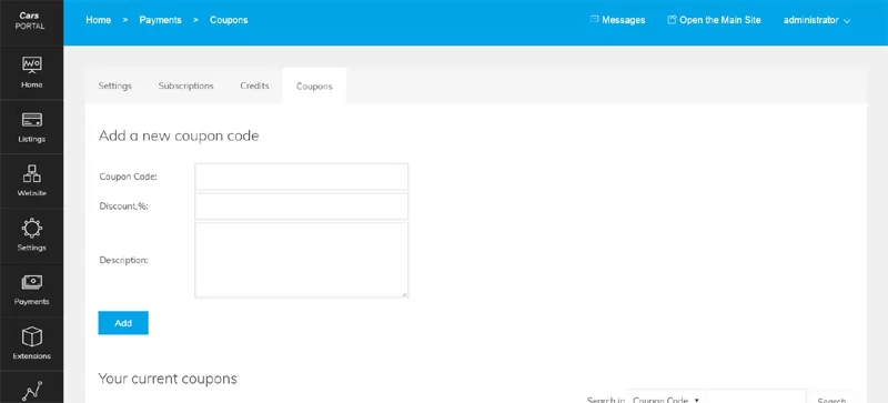 php car classifieds script Functionality to create coupon codes for the listing packages
