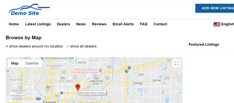 php car classifieds script Feature to show the dealers around the users location