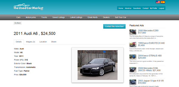php car classifieds script car listing details