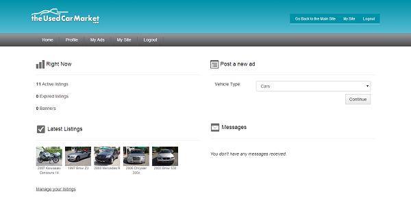php car classifieds script dealers administration panel